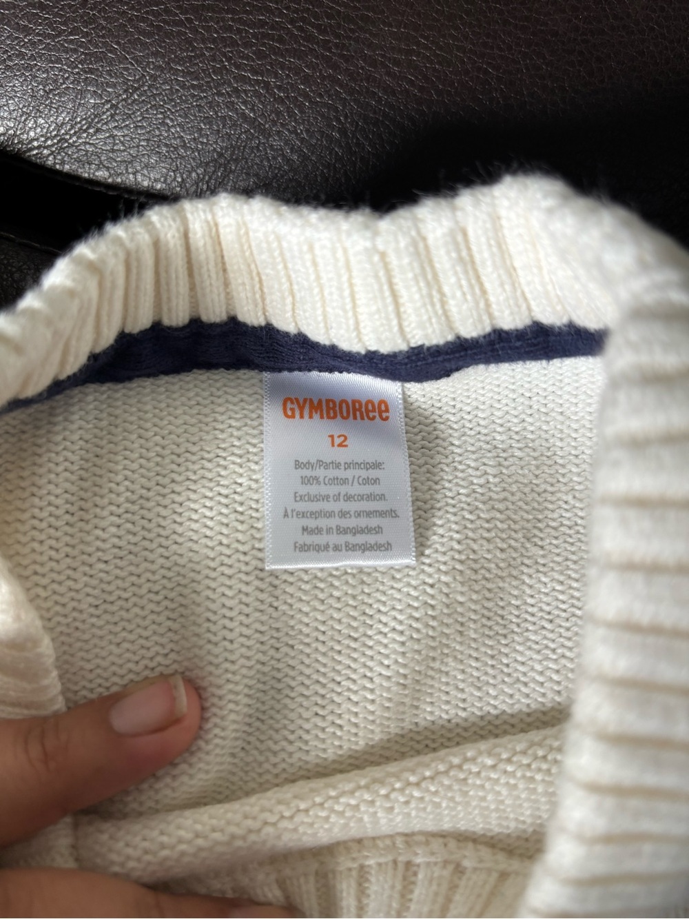 Gymboree Cream Crewneck Sweater with Red & Blue Flag Motif - Picture 3 of 3